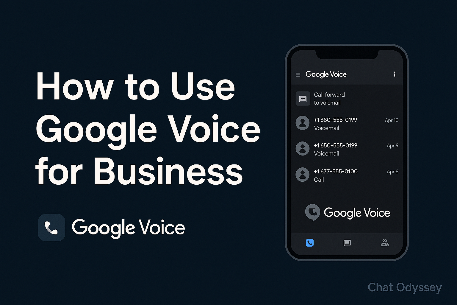 Google Voice interface showcasing call forwarding and voicemail settings for business