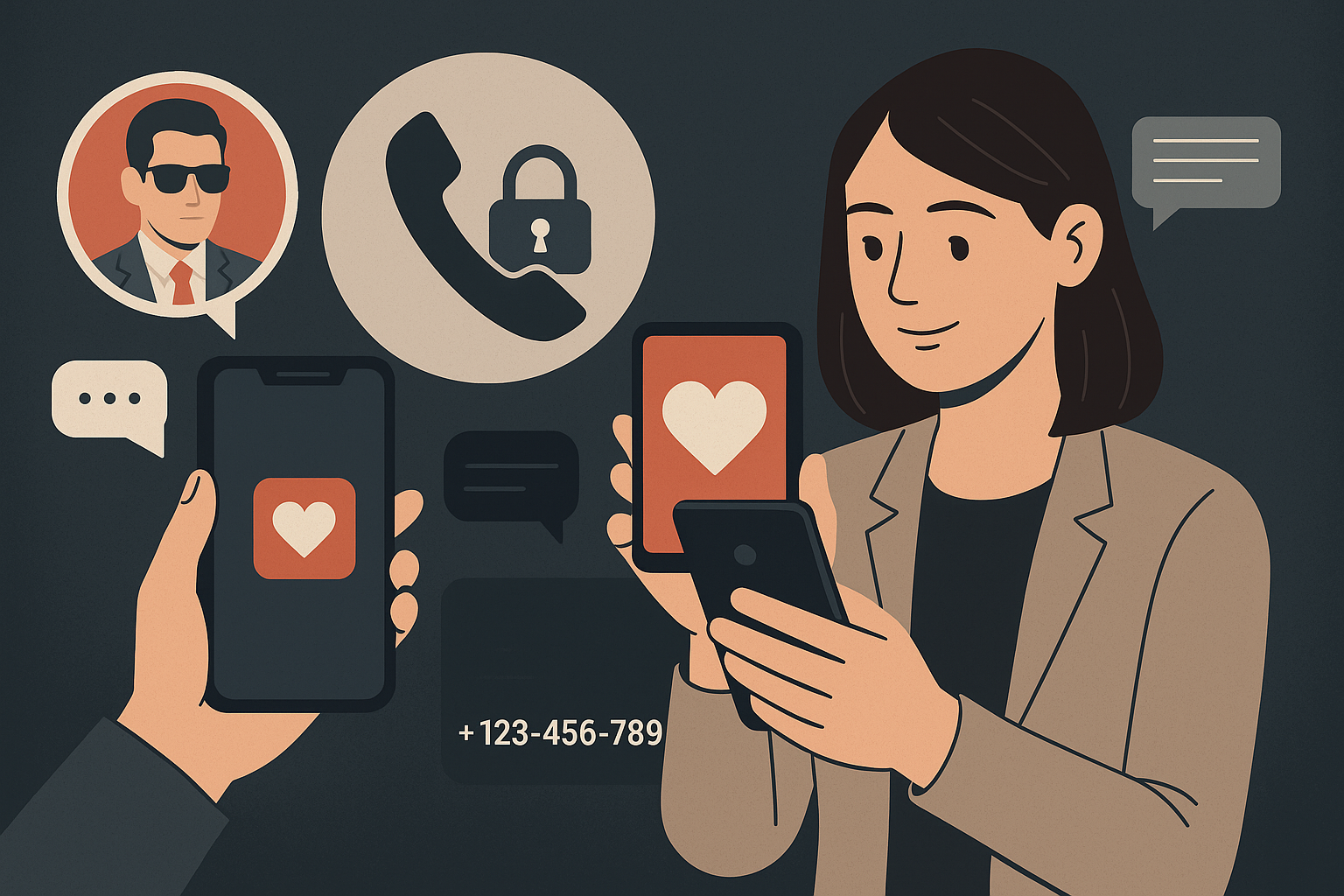 Masked number concept illustration for modern dating